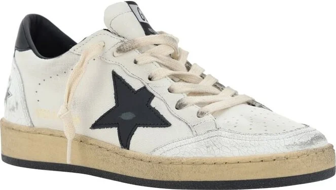 Golden Goose White And Black Leather Ball Star Low Sneakers - Image 5