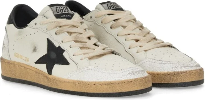 Golden Goose White And Black Leather Ball Star Low Sneakers - Image 6
