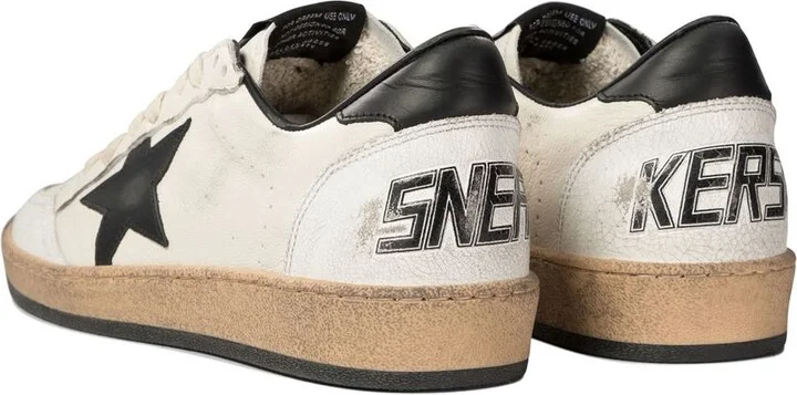 Golden Goose White And Black Leather Ball Star Low Sneakers - Image 8
