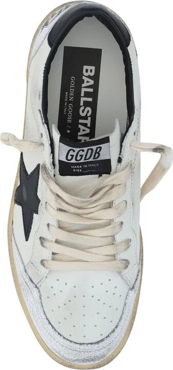 Golden Goose White And Black Leather Ball Star Low Sneakers - Image 10