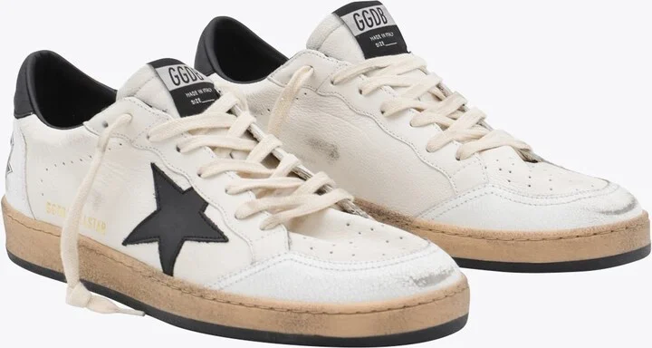 Golden Goose White And Black Leather Ball Star Sneakers - Image 2