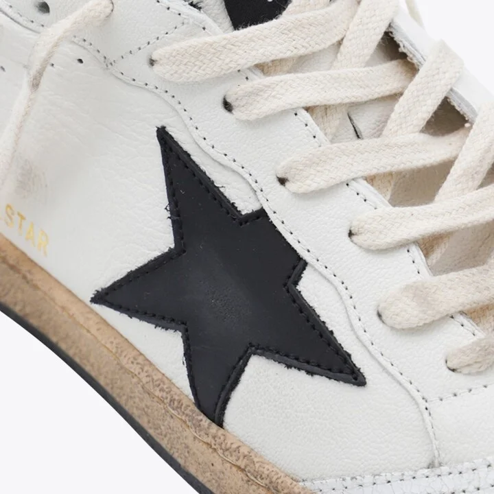 Golden Goose White And Black Leather Ball Star Sneakers - Image 4
