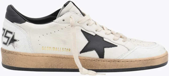 Golden Goose White And Black Leather Ball Star Sneakers