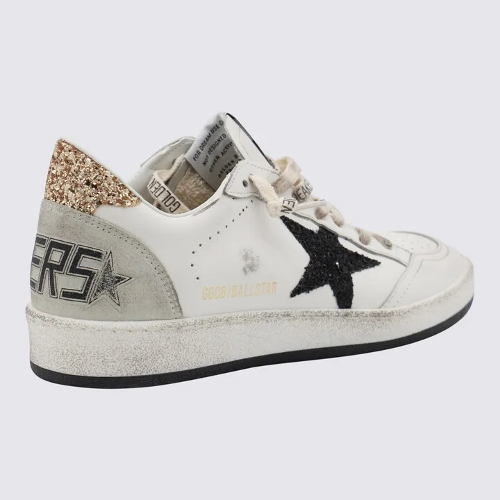 Golden Goose White And Gold Leather Ball Star Low Top - Image 2