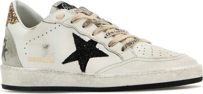 Golden Goose White And Gold Leather Ball Star Low Top - Image 2