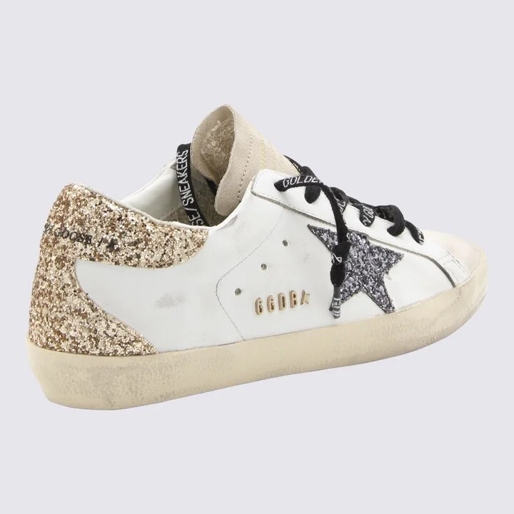 Golden Goose White And Gold Leather Sneakers - Image 2