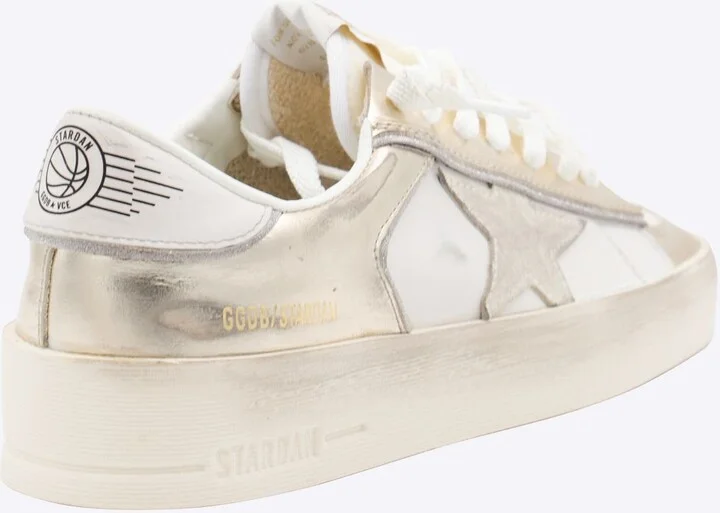 Golden Goose White And Gold Stardan Sneakers - Image 3
