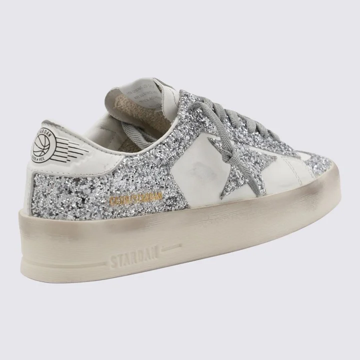 Golden Goose White And Grey Leather Stardan Sneakers - Image 2