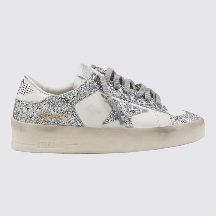 Golden Goose White And Grey Leather Stardan Sneakers