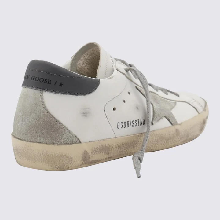 Golden Goose White And Grey Leather Super-Star Sneakers - Image 2
