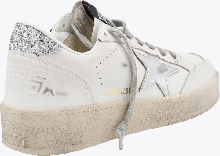 Golden Goose White And Silver Leather Ballstar Sneakers - Image 3