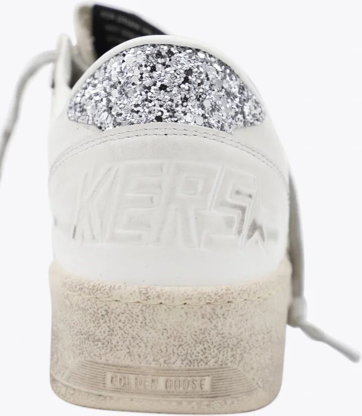 Golden Goose White And Silver Leather Ballstar Sneakers - Image 4