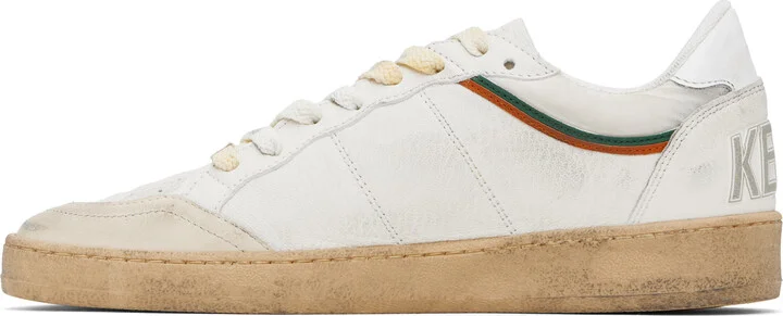Golden Goose White & Beige Ball Star Sneakers - Image 3