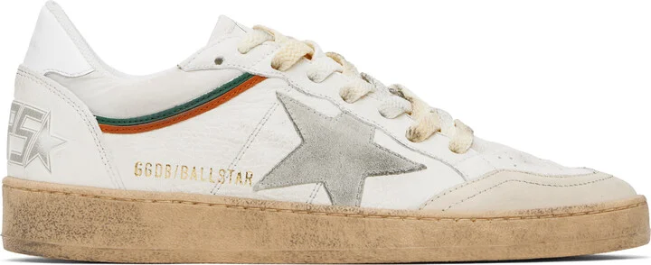 Golden Goose White & Beige Ball Star Sneakers