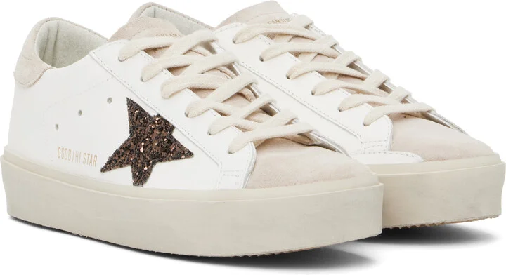 Golden Goose White & Beige Hi Star Sneakers - Image 4