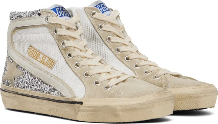 Golden Goose White & Beige Slide Sneakers - Image 4