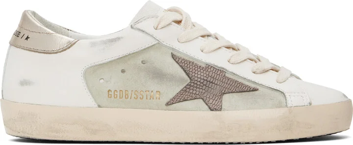Golden Goose White & Beige Super-Star Sneakers