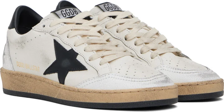 Golden Goose White & Black Ball Star Sneakers - Image 4