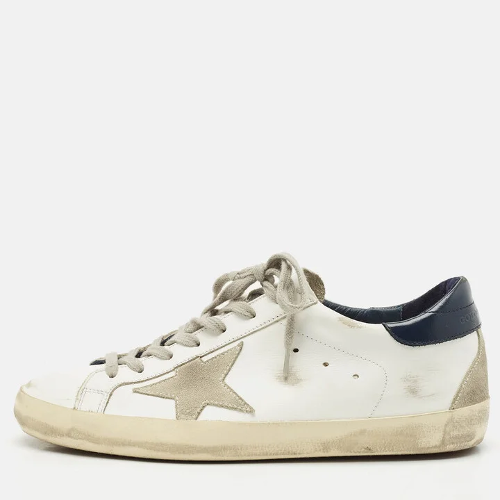 Golden Goose White/Black Leather and Suede Superstar Sneakers Size 40
