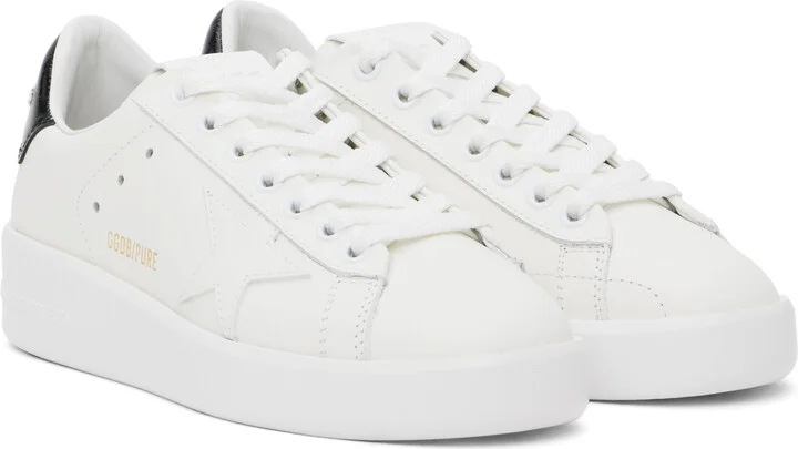 Golden Goose White & Black Purestar Sneakers - Image 4