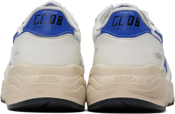 Golden Goose White & Blue Running Sole Sneakers - Image 2