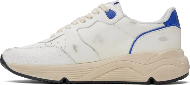 Golden Goose White & Blue Running Sole Sneakers - Image 3
