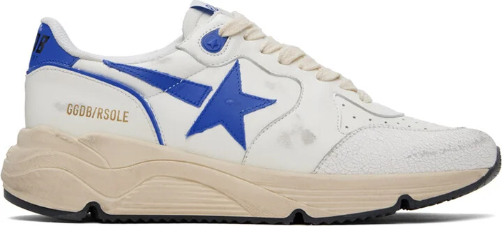 Golden Goose White & Blue Running Sole Sneakers