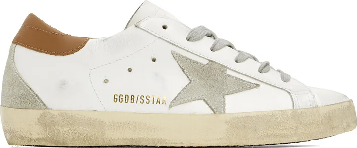 Golden Goose White & Brown Super-Star Classic Sneakers