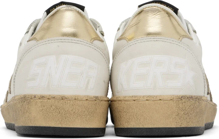 Golden Goose White & Gold Ball Star Sneakers - Image 2