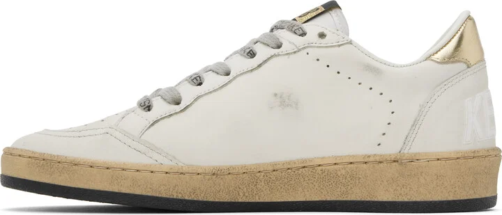 Golden Goose White & Gold Ball Star Sneakers - Image 3