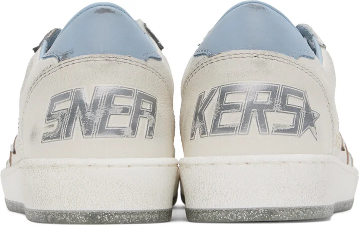 Golden Goose White & Gray Ball Star Sneakers - Image 2