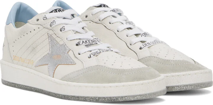 Golden Goose White & Gray Ball Star Sneakers - Image 4