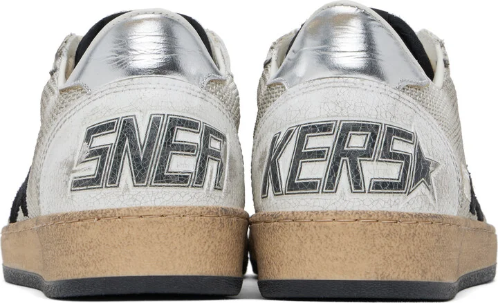 Golden Goose White & Gray Ball Star Sneakers - Image 2