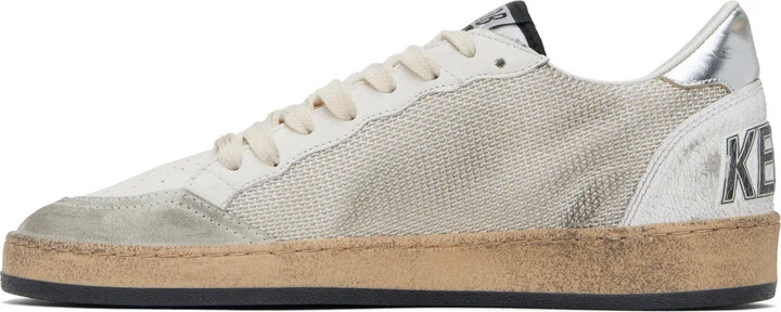 Golden Goose White & Gray Ball Star Sneakers - Image 3