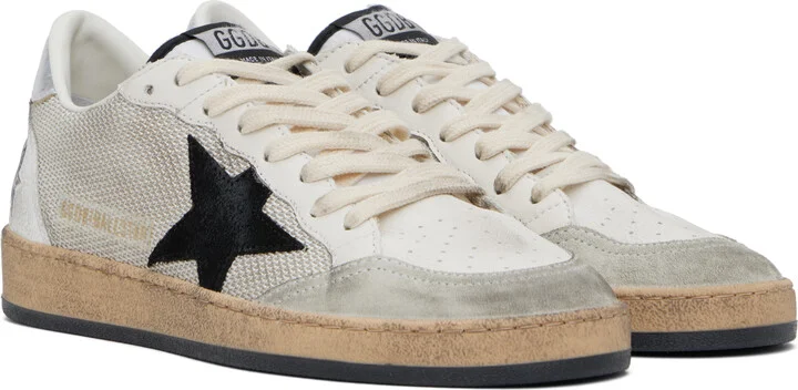 Golden Goose White & Gray Ball Star Sneakers - Image 4