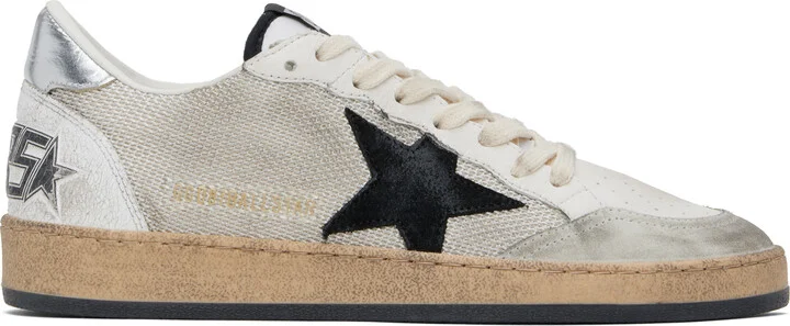 Golden Goose White & Gray Ball Star Sneakers