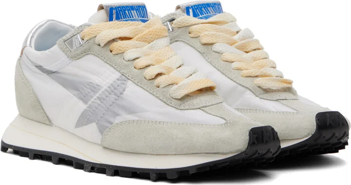 Golden Goose White & Gray Marathon Sneakers - Image 4