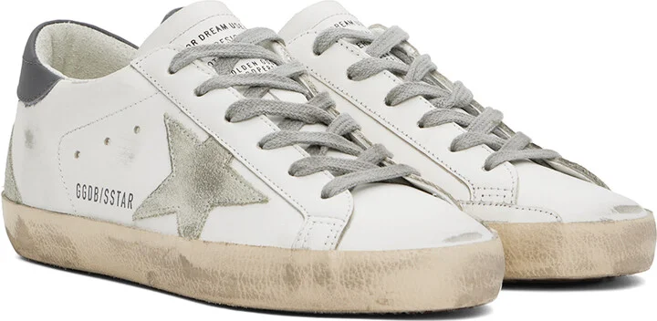 Golden Goose White & Gray Super-Star Classic Sneakers - Image 4