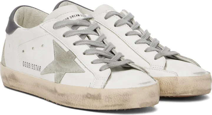 Golden Goose White & Gray Super-Star Classic Sneakers - Image 4