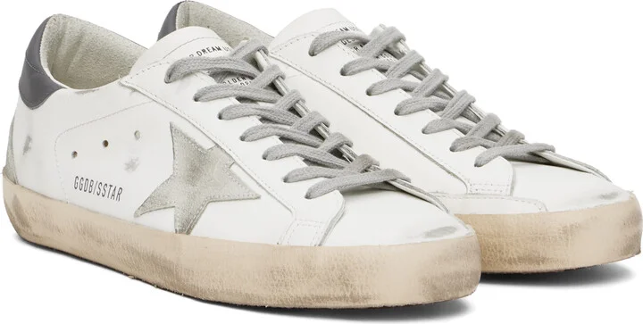 Golden Goose White & Gray Super-Star Classic Sneakers - Image 4