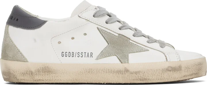 Golden Goose White & Gray Super-Star Classic Sneakers