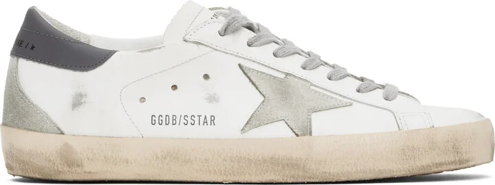 Golden Goose White & Gray Super-Star Classic Sneakers