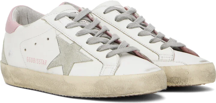 Golden Goose White & Gray Super-Star Sneakers - Image 4