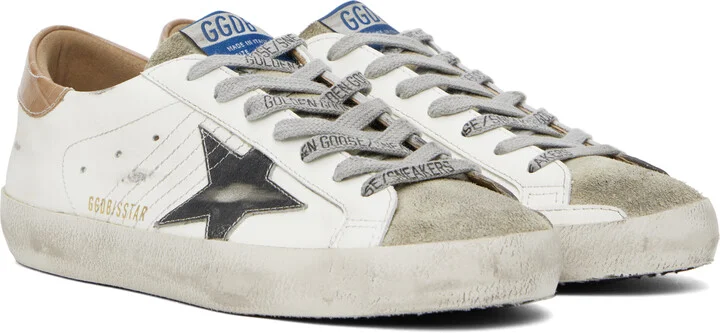 Golden Goose White & Gray Super-Star Sneakers - Image 4
