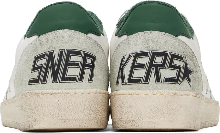 Golden Goose White & Green Ball Star Sneakers - Image 2