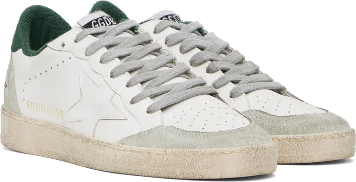 Golden Goose White & Green Ball Star Sneakers - Image 4