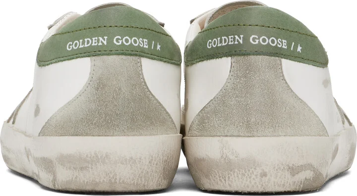 Golden Goose White & Green Super-Star Classic Sneakers - Image 2