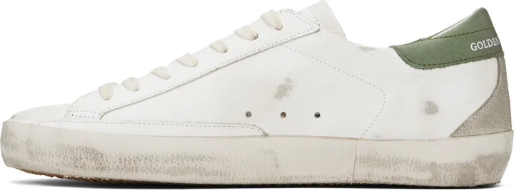 Golden Goose White & Green Super-Star Classic Sneakers - Image 3