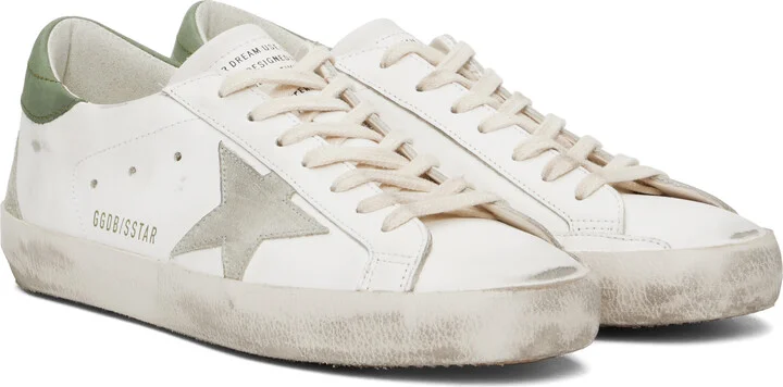 Golden Goose White & Green Super-Star Classic Sneakers - Image 4