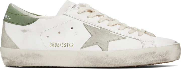 Golden Goose White & Green Super-Star Classic Sneakers